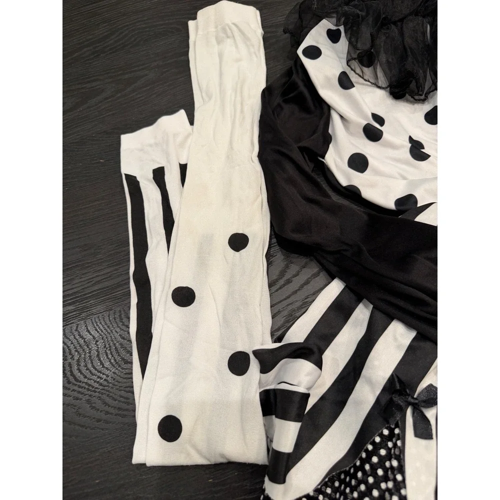 Spirit Halloween Twisted Trickster Clown Costume kids  12-14 years Black White